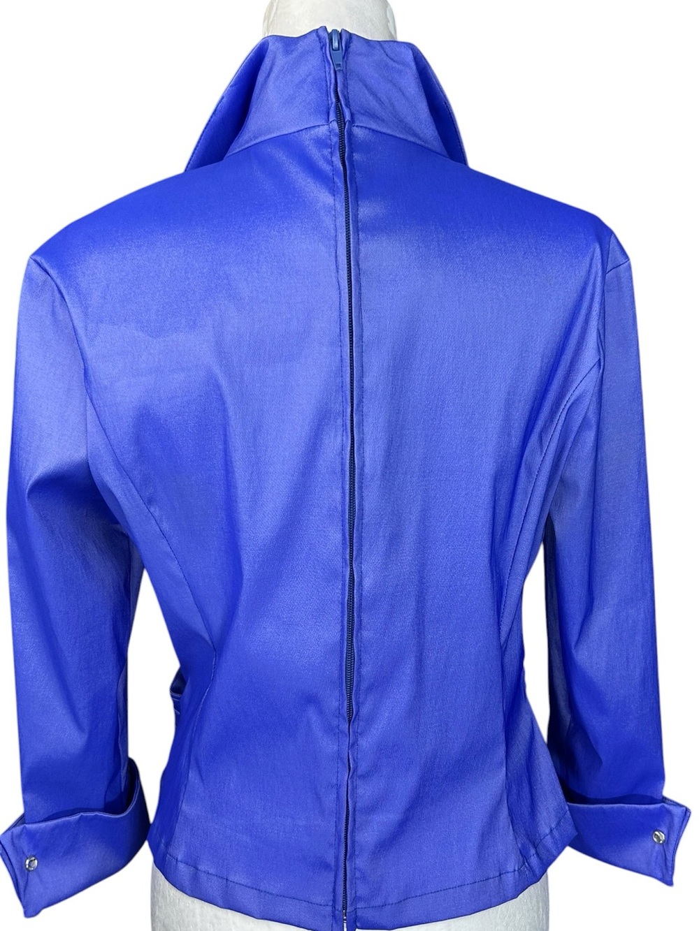 Tadashi Shoji Vintage Taffeta Ruched Faux Wrap Blouse 12 Elegant Evening - Picture 4 of 12